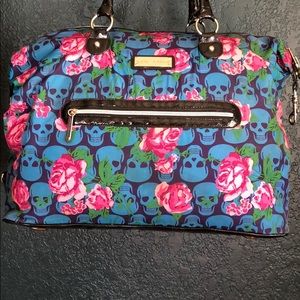 Betsey Johnson Teal Skull Weekender Tote Bag
